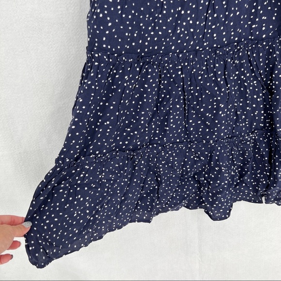 Altar'd State Navy Blue White Polka Dot Diedra Tiered Tie-Shoulder Mini Dress M - Picture 5 of 11